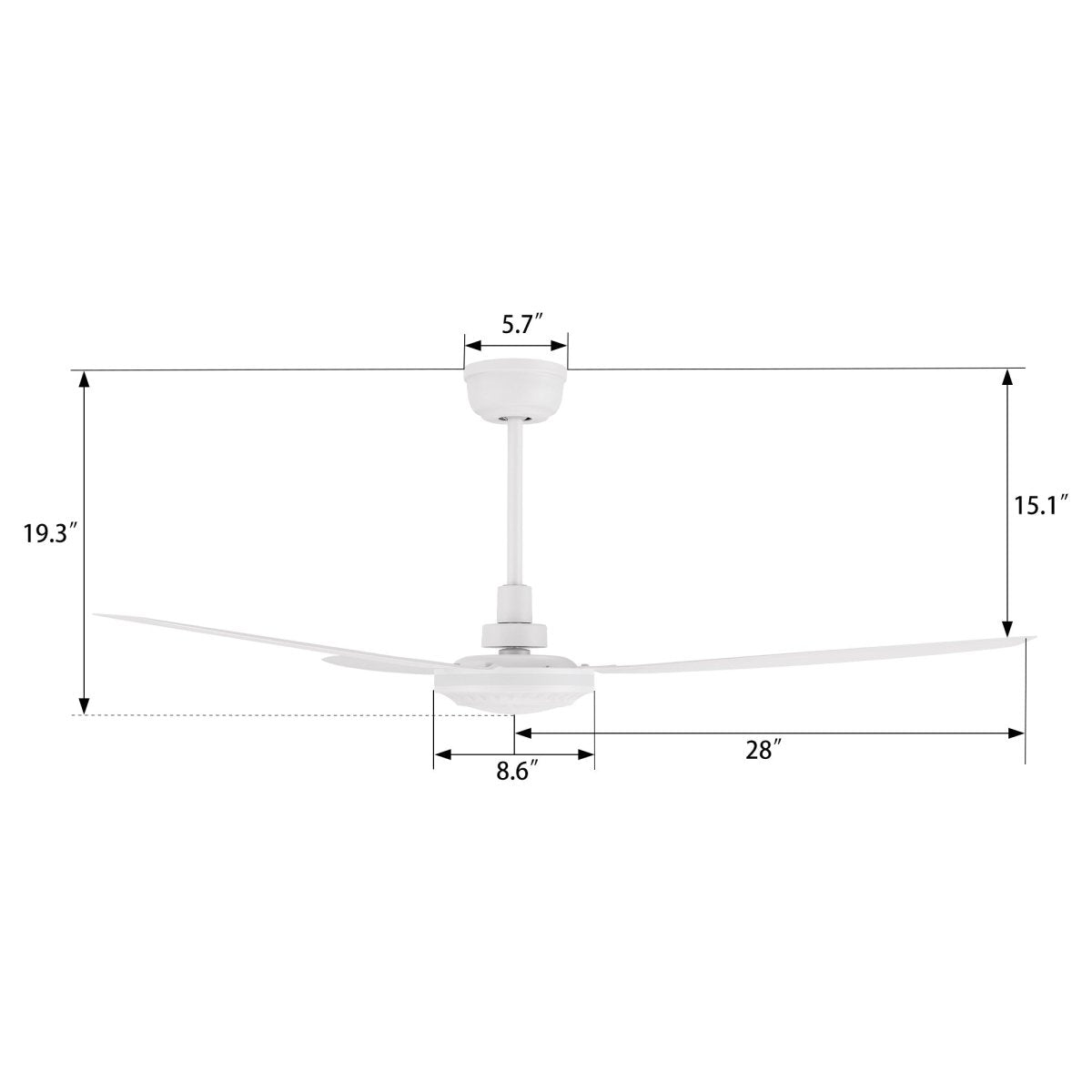 OBERON 56 inch 3 - Blade No LED Light Ceiling Fan with Remote - LEDMyPlace