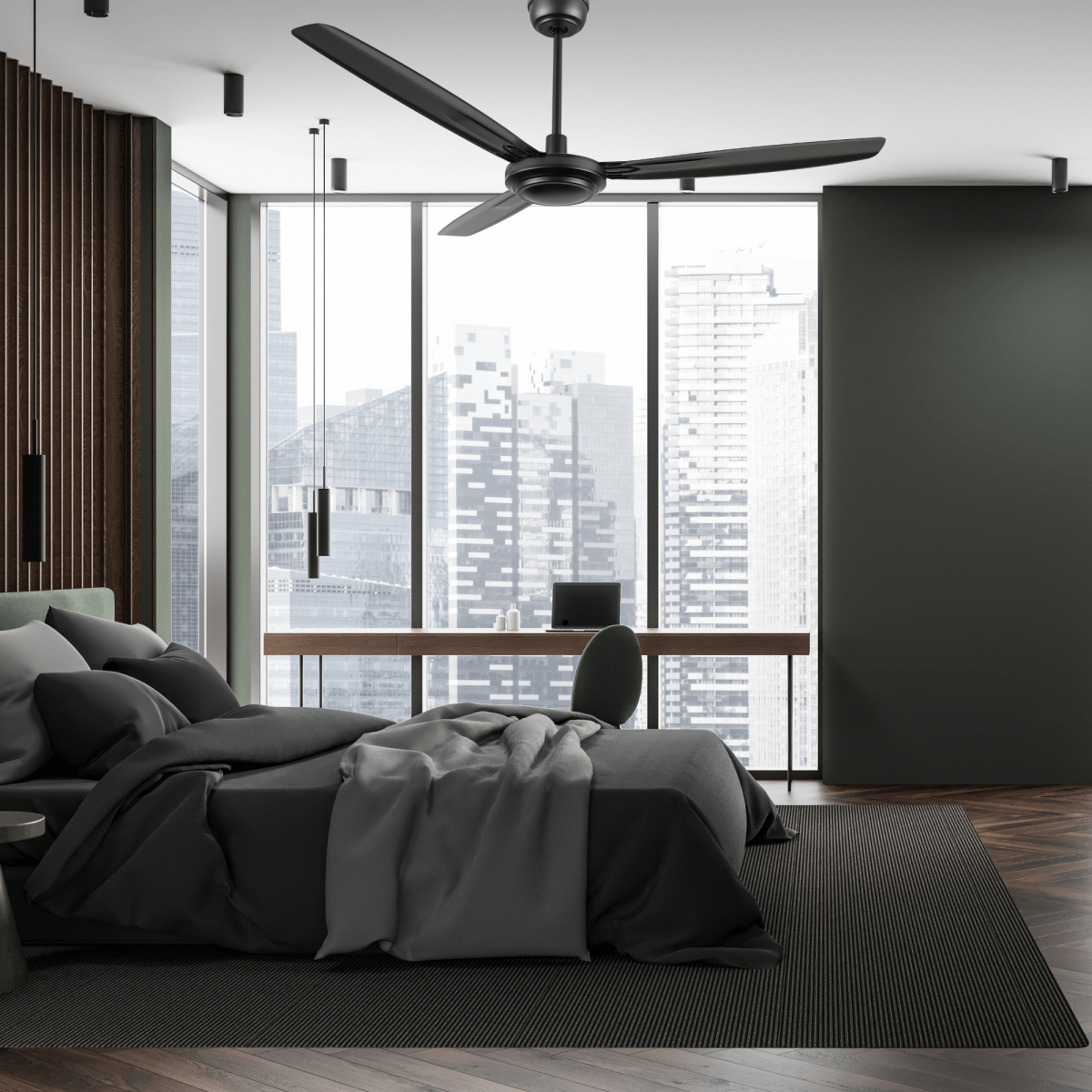 OBERON 56 inch 3 - Blade No Light Ceiling Fan with Remote - LEDMyPlace