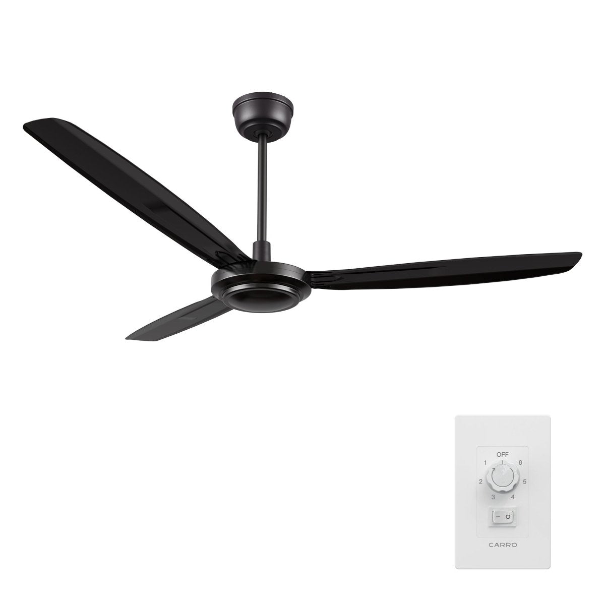OBERON 56 inch 3 - Blade No Light Ceiling Fan with Wall Control - LEDMyPlace
