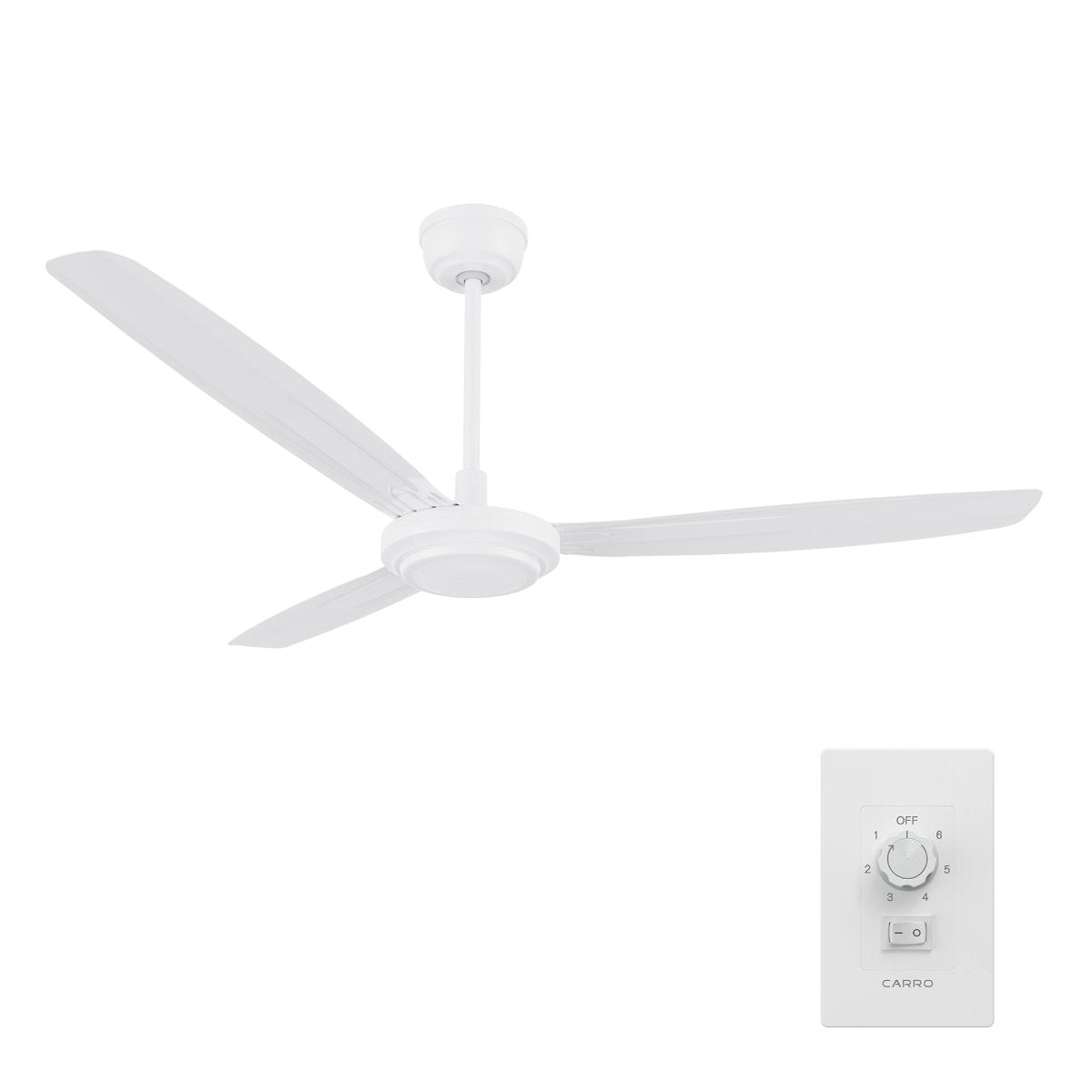 OBERON 56 inch 3 - Blade No Light Ceiling Fan with Wall Control - LEDMyPlace