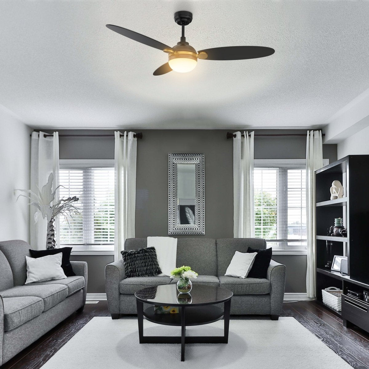 PEARLA 52 inch 3 - Blade Smart Ceiling Fan with LED Light & Remote - LEDMyPlace