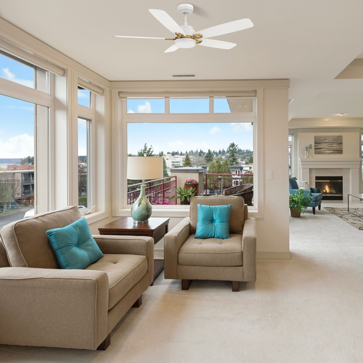 PEYTON 52 inch 5 - Blade Smart Ceiling Fan with LED Light & Remote - LEDMyPlace