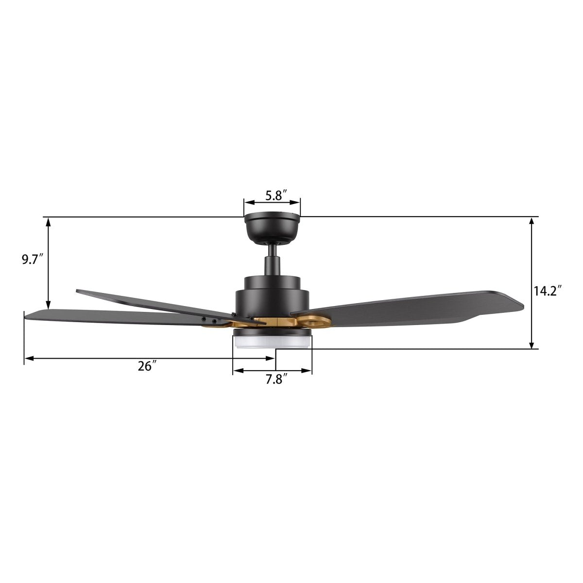 PEYTON 52 inch 5 - Blade Smart Ceiling Fan with LED Light & Remote - LEDMyPlace