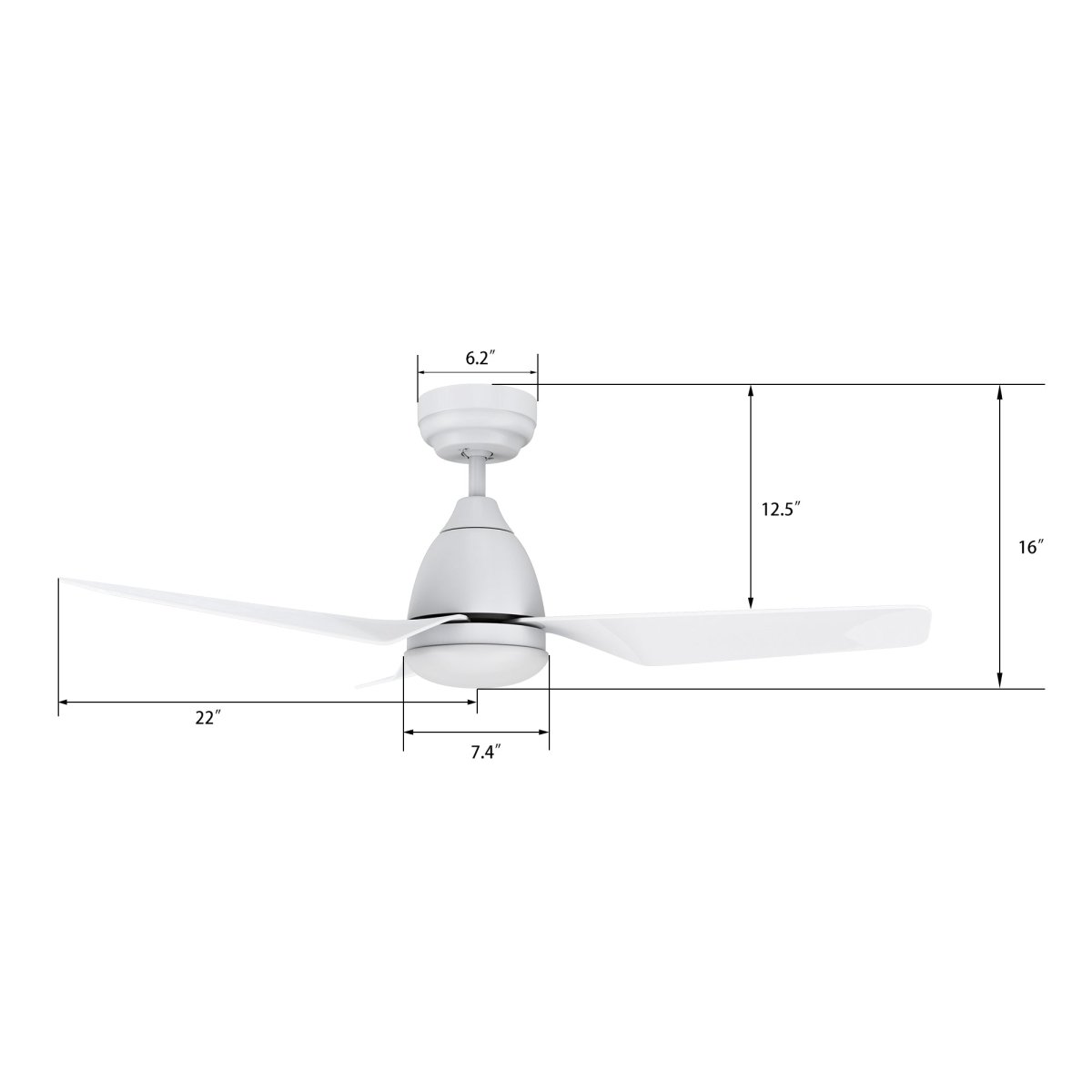 ROQUE 44 inch 3 - Blade Smart Ceiling Fan with LED Light & Remote - LEDMyPlace