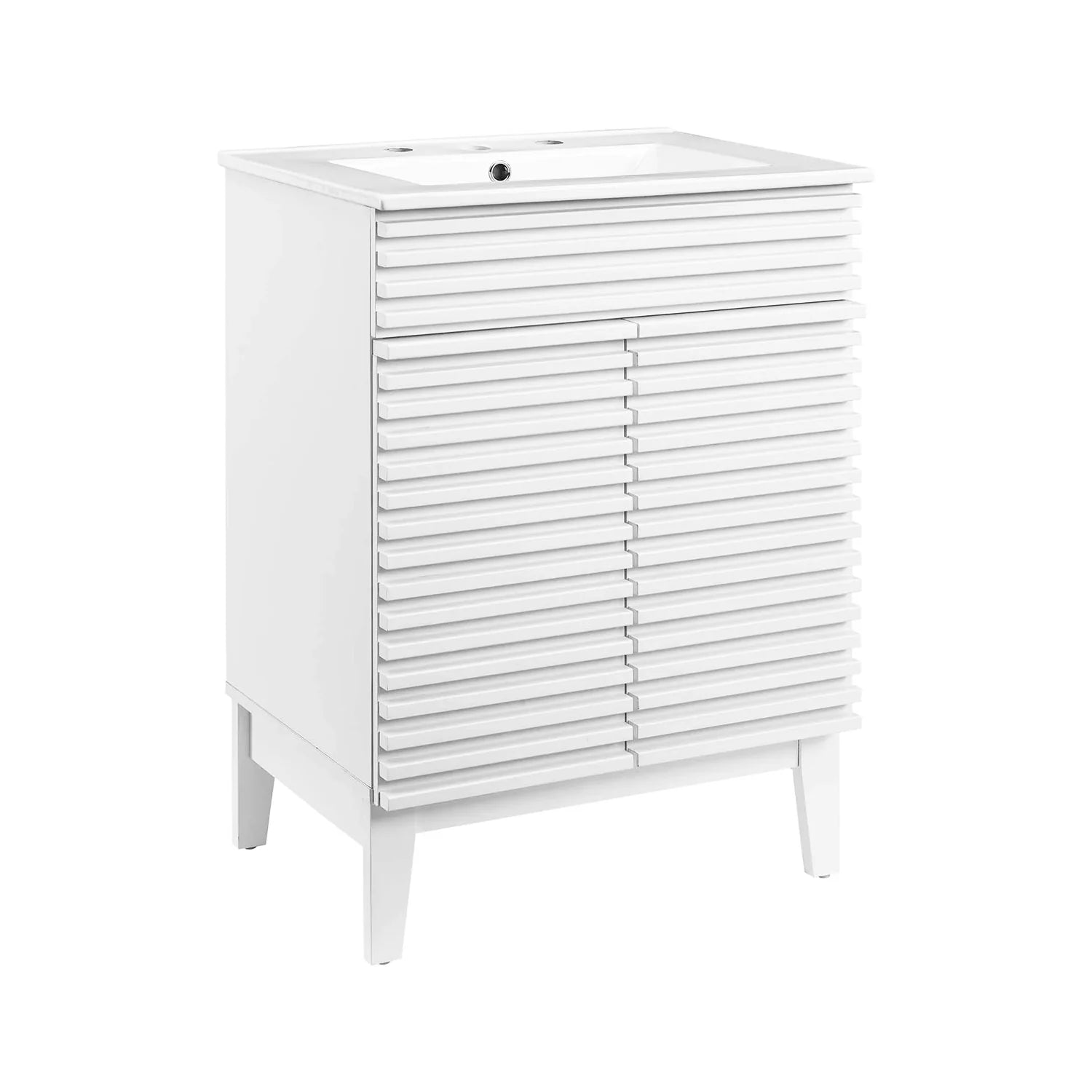 Rosie Freestanding 24 In. Bathroom Vanity With Integrated Ceramic Sink Top, 2 Doors & Adjustable Storage Shelves