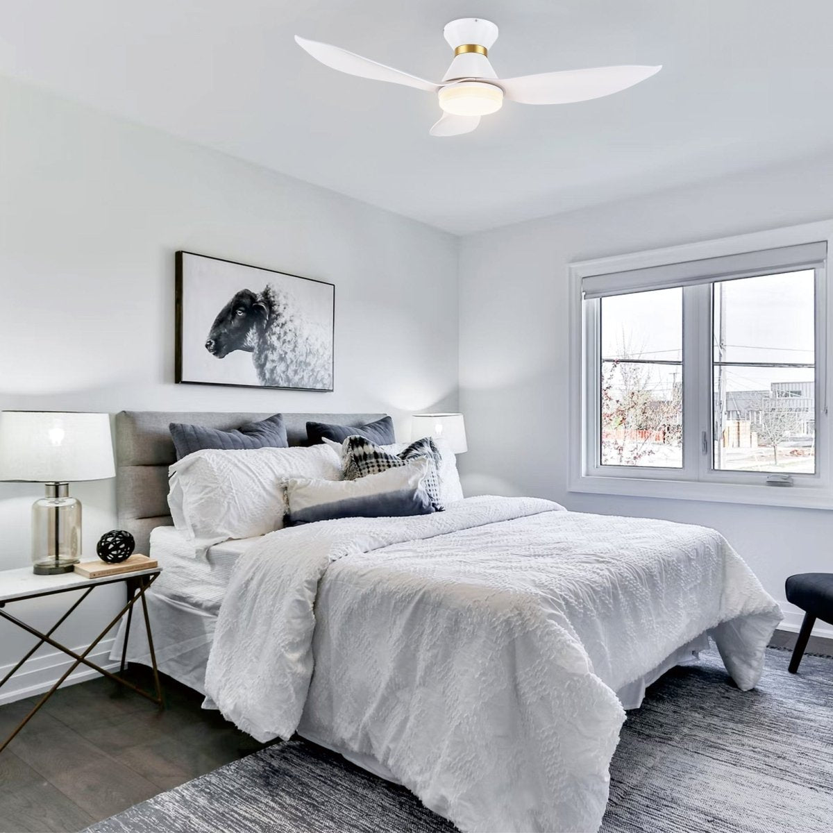 RYATT 45 inch 3 - Blade Flush Mount Smart Ceiling Fan with LED Light & Remote - LEDMyPlace