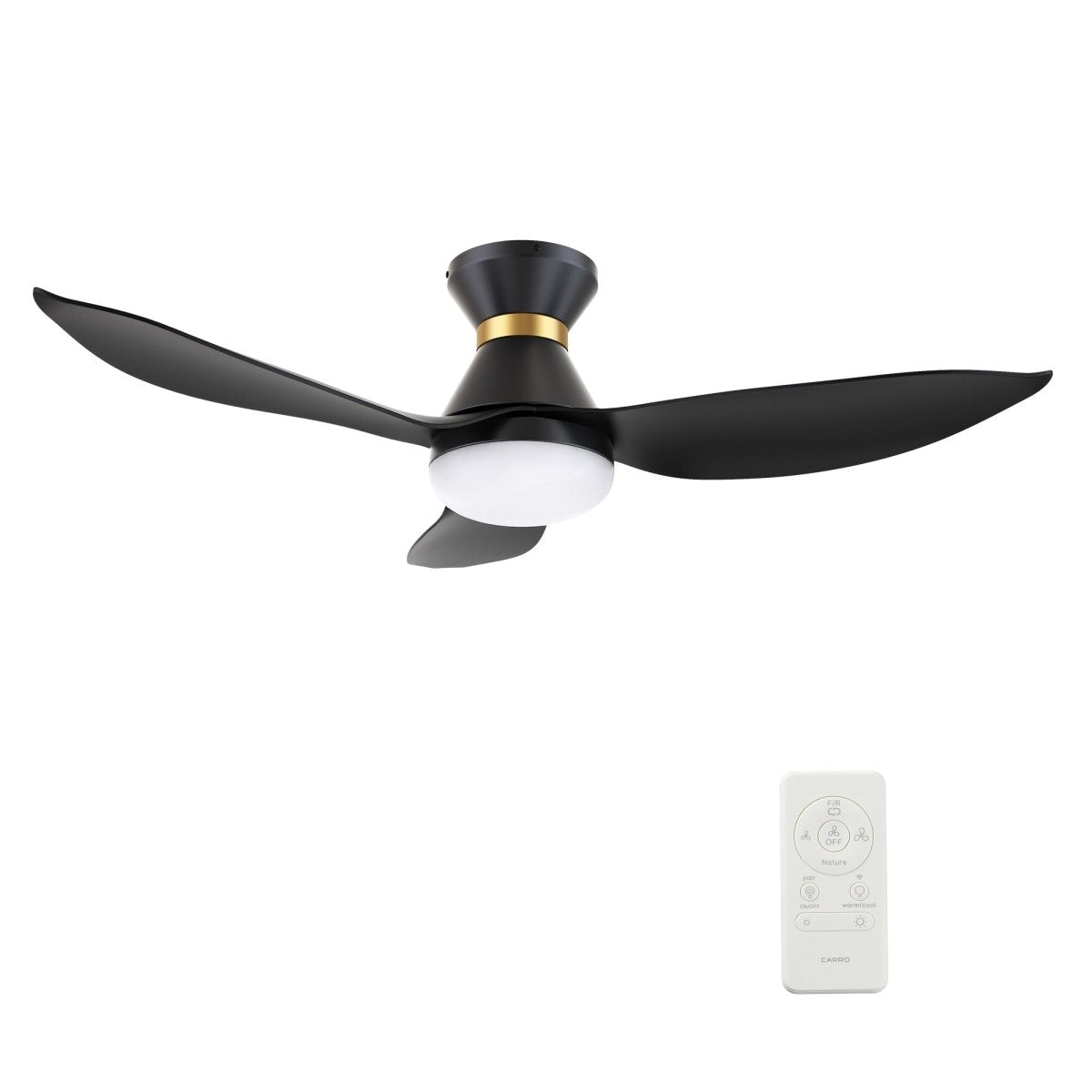 RYATT 45 inch 3 - Blade Flush Mount Smart Ceiling Fan with Remote & LED Light - LEDMyPlace