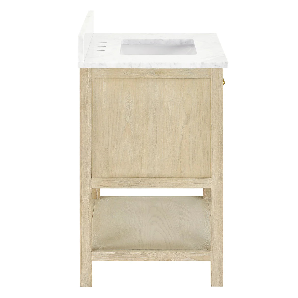 Salem Freestanding Solid Wood Bathroom Vanity With Carrara White Marble Sink Top & 4 In. Backsplash in Nature Wood Finish