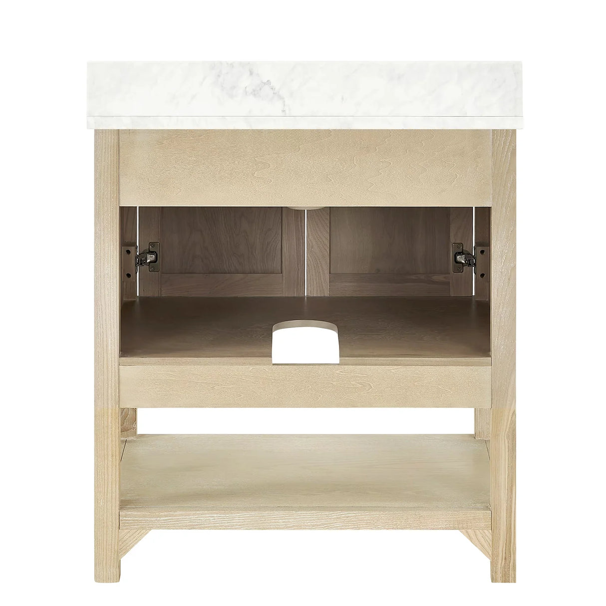 Salem Freestanding Solid Wood Bathroom Vanity With Carrara White Marble Sink Top & 4 In. Backsplash in Nature Wood Finish