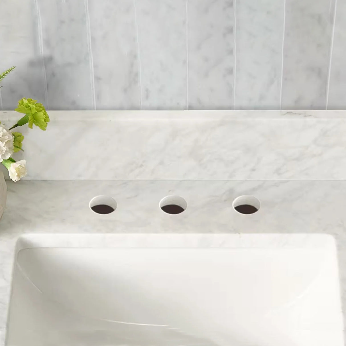 Salem Freestanding Solid Wood Bathroom Vanity With Carrara White Marble Sink Top & 4 In. Backsplash in Nature Wood Finish