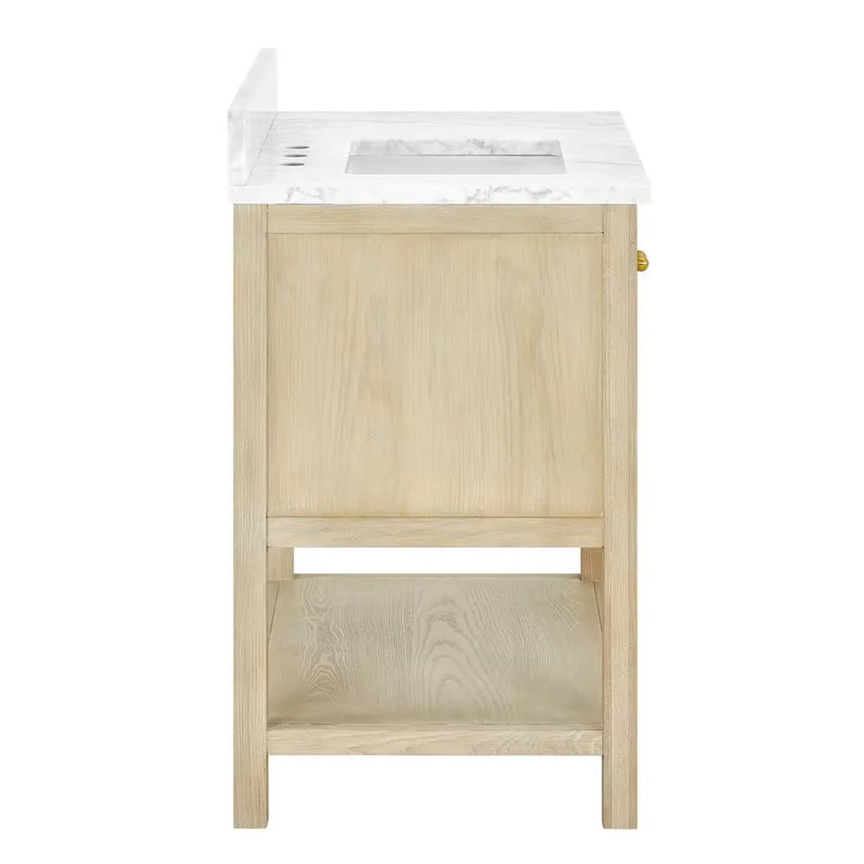 Salem Freestanding Solid Wood Bathroom Vanity With Carrara White Marble Sink Top & 4 In. Backsplash in Nature Wood Finish