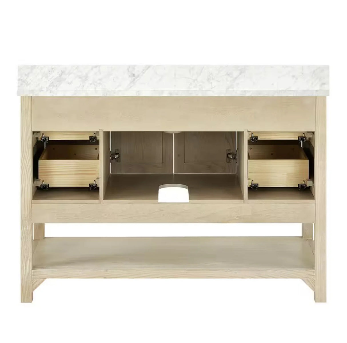 Salem Freestanding Solid Wood Bathroom Vanity With Carrara White Marble Sink Top & 4 In. Backsplash in Nature Wood Finish
