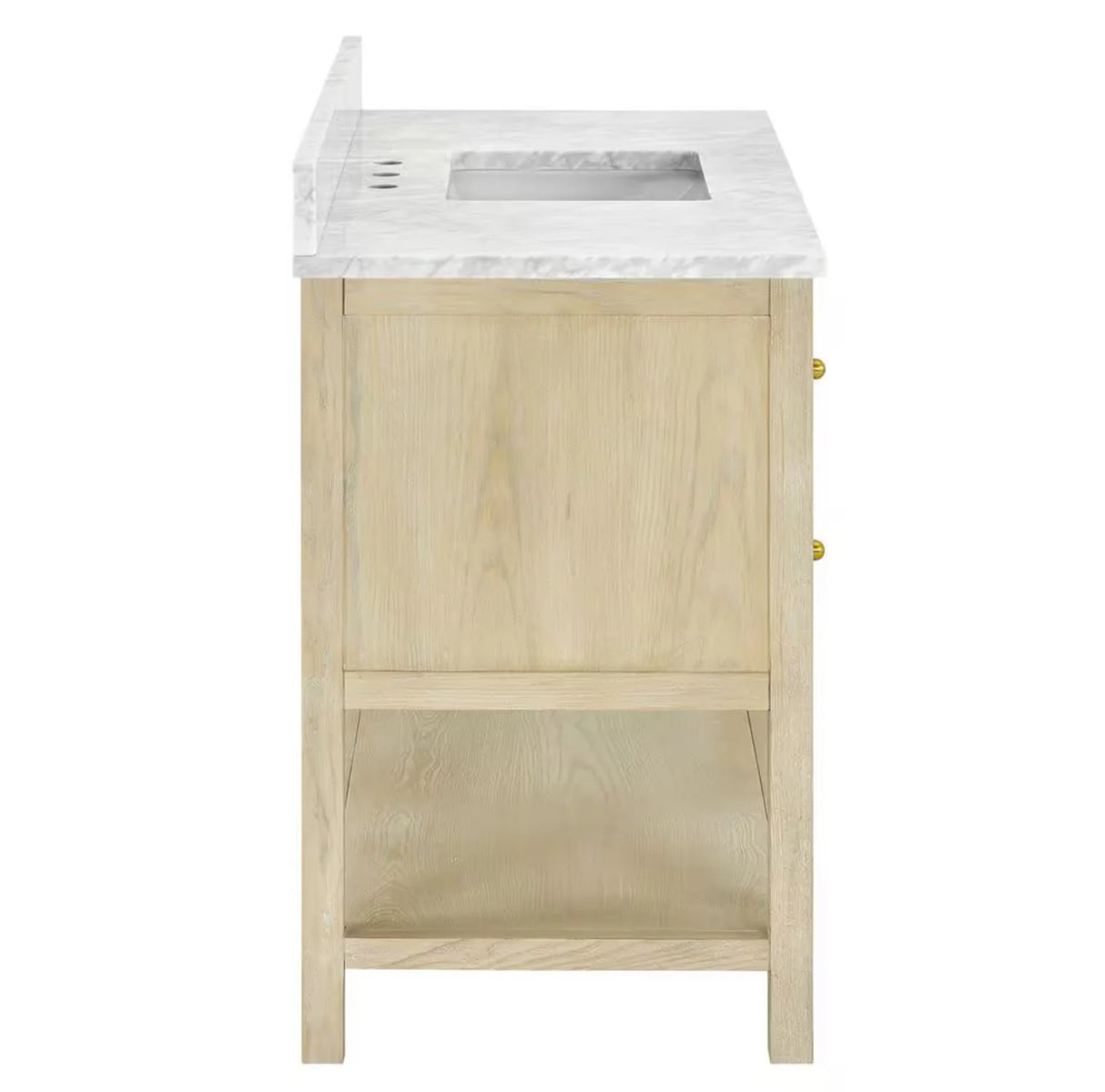 Salem Freestanding Solid Wood Bathroom Vanity With Carrara White Marble Sink Top & 4 In. Backsplash in Nature Wood Finish