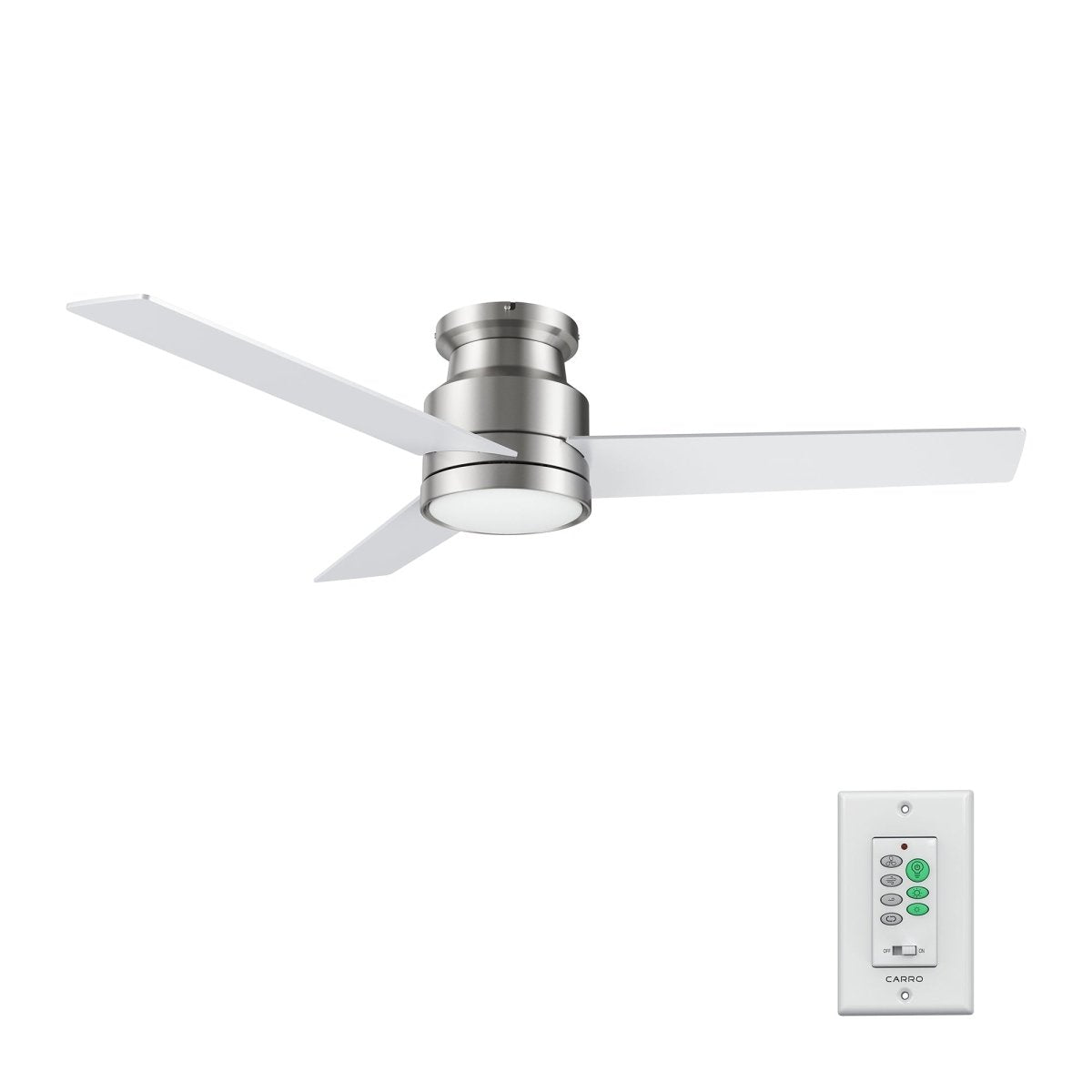 Santana 52 inch 3 blade flush mount ceiling fan with wall control white birchwood reversible blades - LEDMyPlace