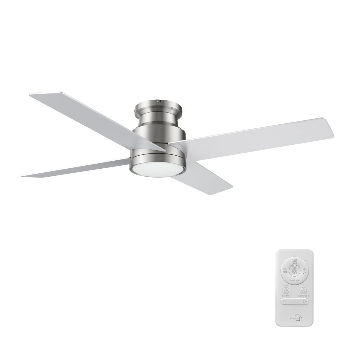 SANTANA 52 inch 4 - Blade Flush Mount Ceiling Fan with LED Light & Remote - LEDMyPlace