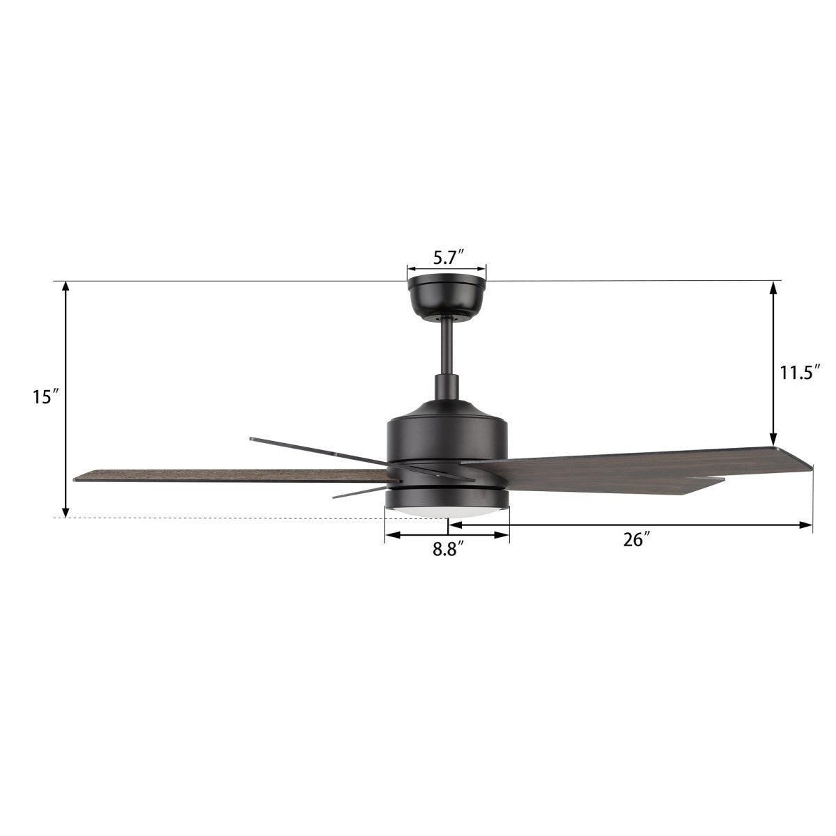 SANTANA 52 inch 5 - Blade Ceiling Fan with LED Light & Remote - LEDMyPlace