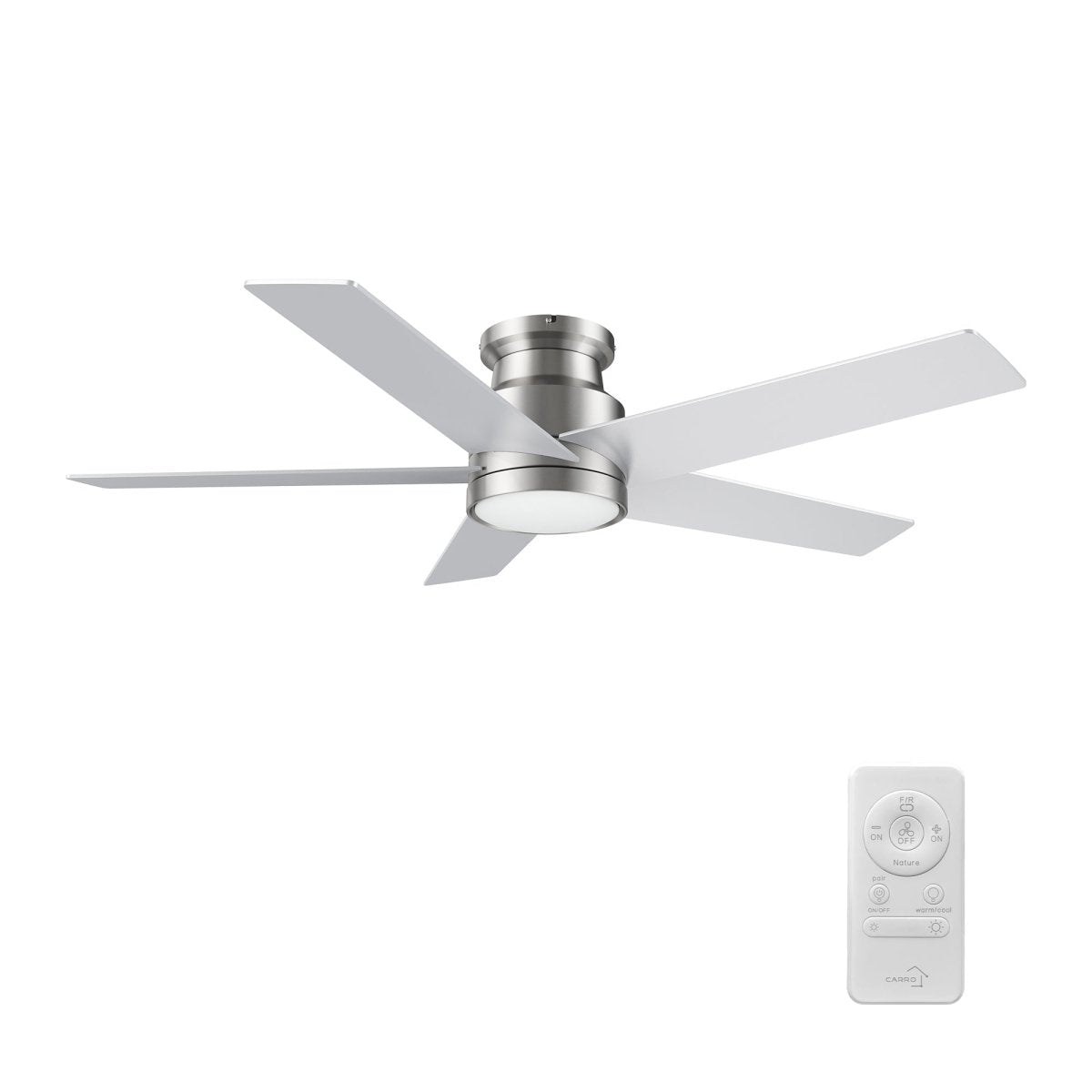 SANTANA 52 inch 5 - Blade Flush Mount Ceiling Fan with LED Light & Remote - LEDMyPlace