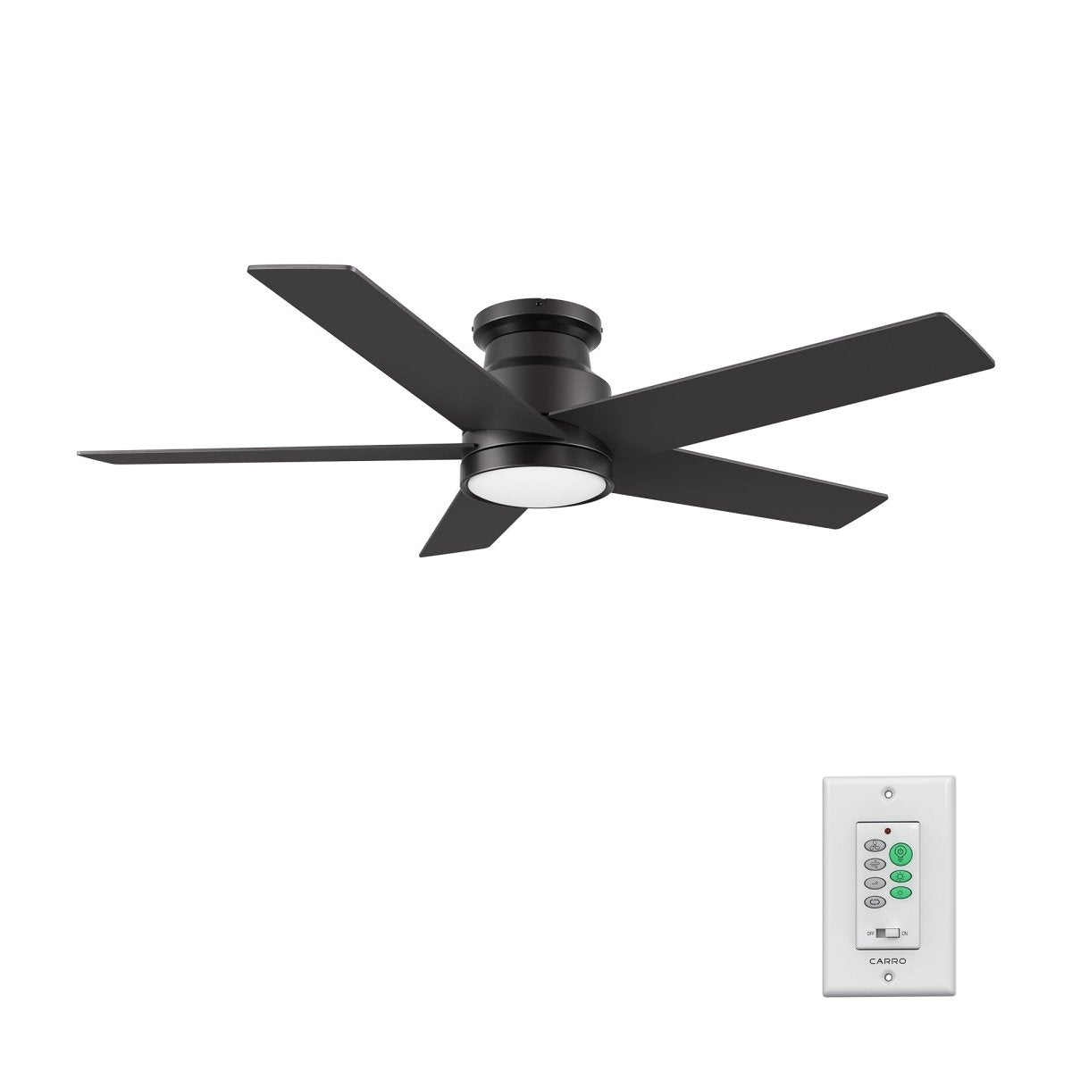 SANTANA 52 inch 5 - Blade Flush Mount Ceiling Fan with LED Light & Wall Control - LEDMyPlace