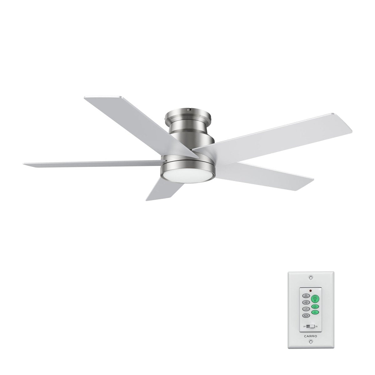 SANTANA 52 inch 5 - Blade Flush Mount Ceiling Fan with LED Light & Wall Control - LEDMyPlace