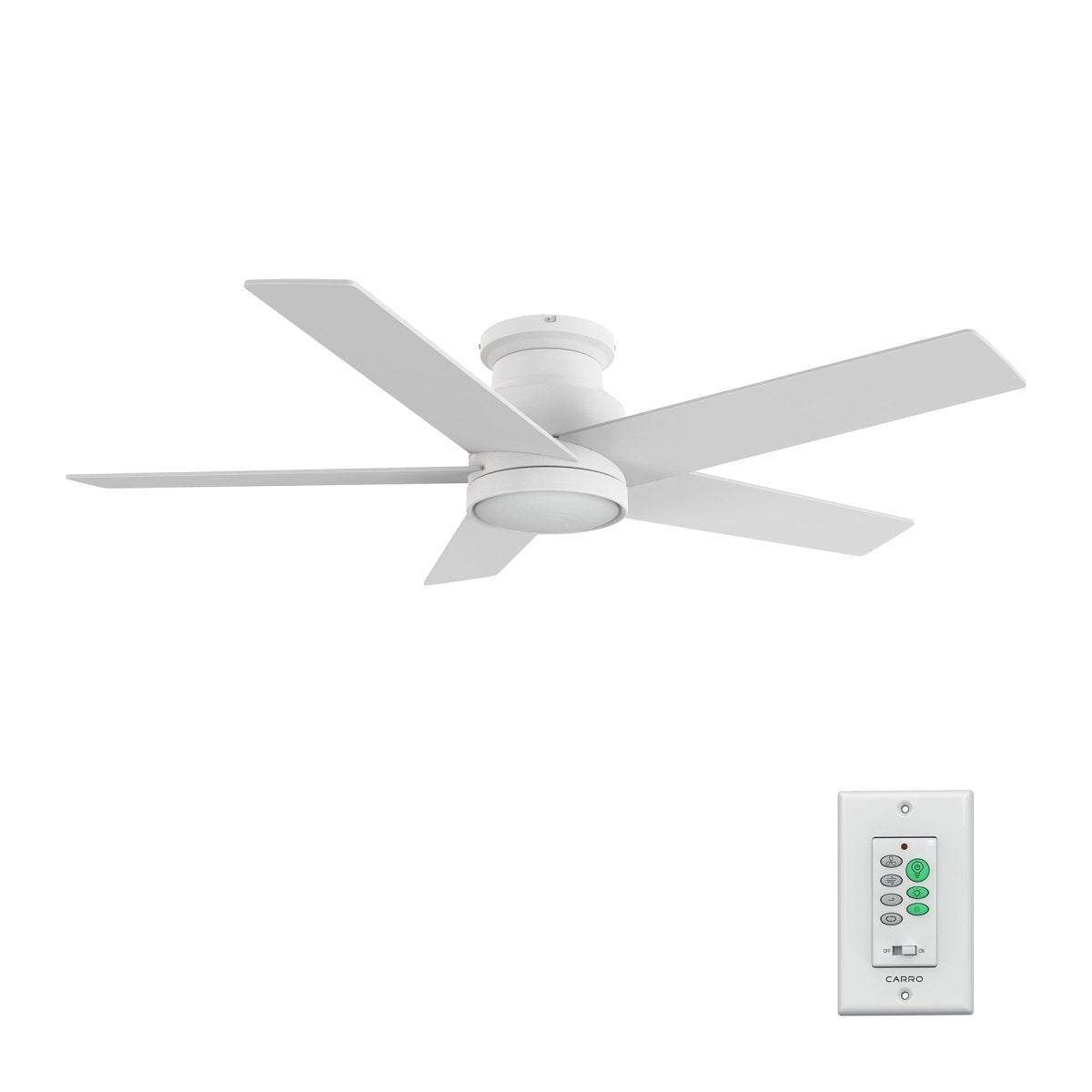 SANTANA 52 inch 5 - Blade Flush Mount Ceiling Fan with LED Light & Wall Control - LEDMyPlace