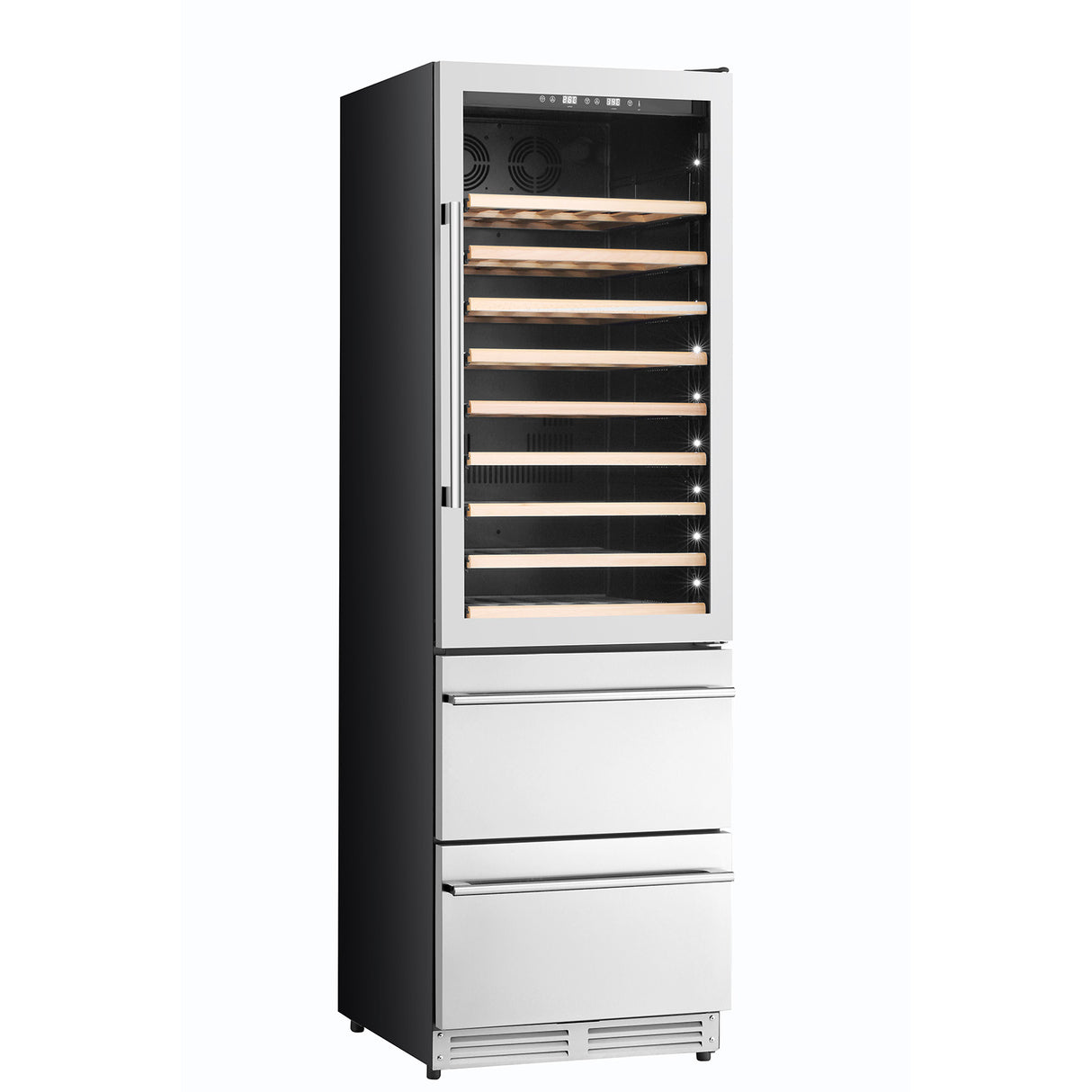 24 in. Dual Zone 108 Wine Bottles and 100 Cans Beverage & Wine Cooler in Stainless Steel