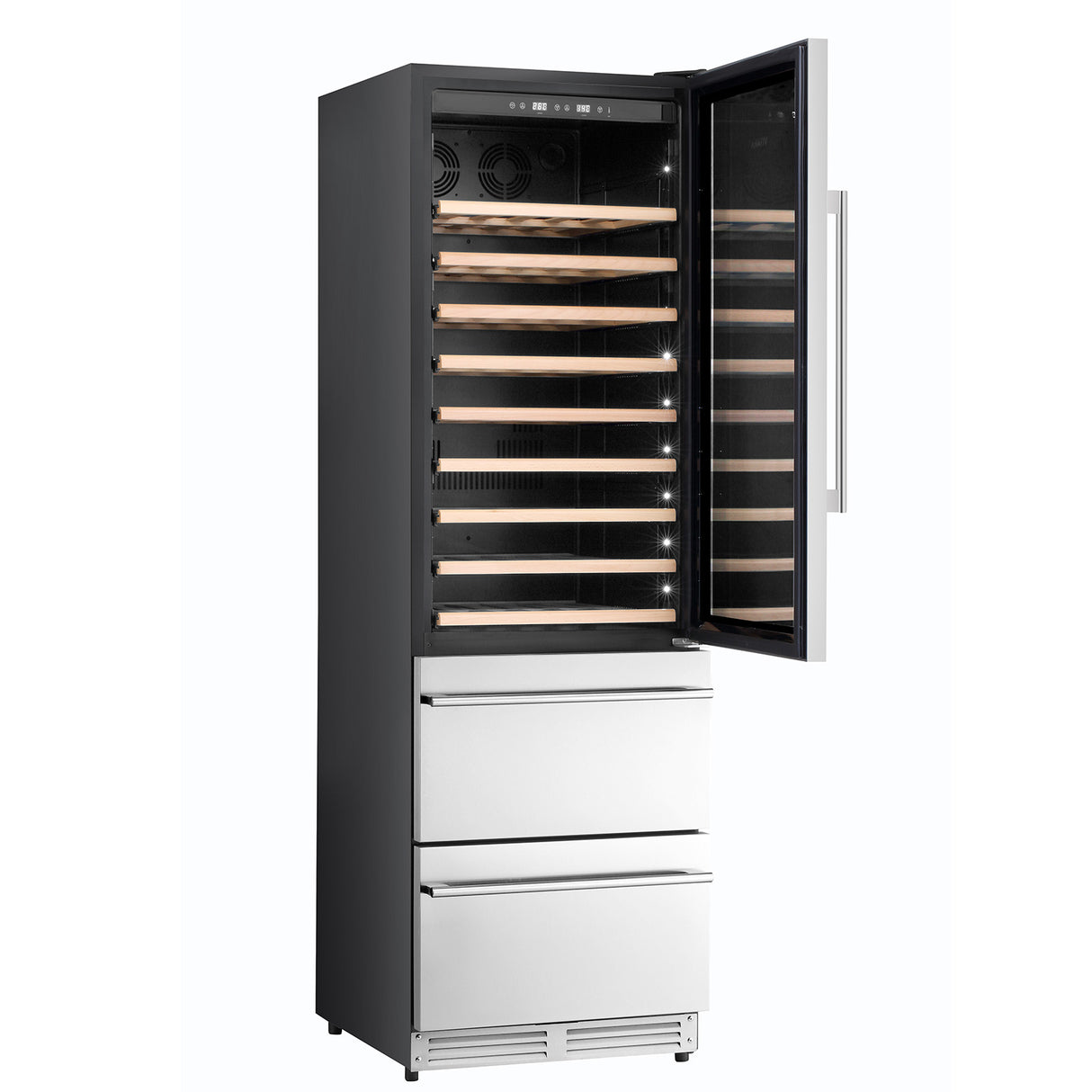 24 in. Dual Zone 108 Wine Bottles and 100 Cans Beverage & Wine Cooler in Stainless Steel