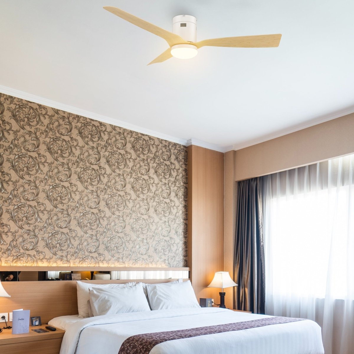 SPEZIA 52 inch 3 - Blade Flush Mount Smart Ceiling Fan with Remote & LED Light - LEDMyPlace