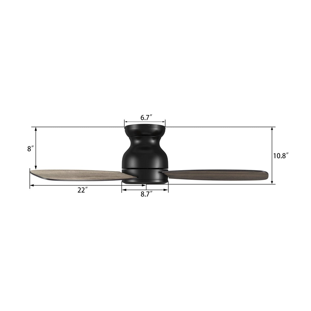 STANLEY 44 inch 3 - Blade Flush Mount No Light Ceiling Fan with Remote - LEDMyPlace
