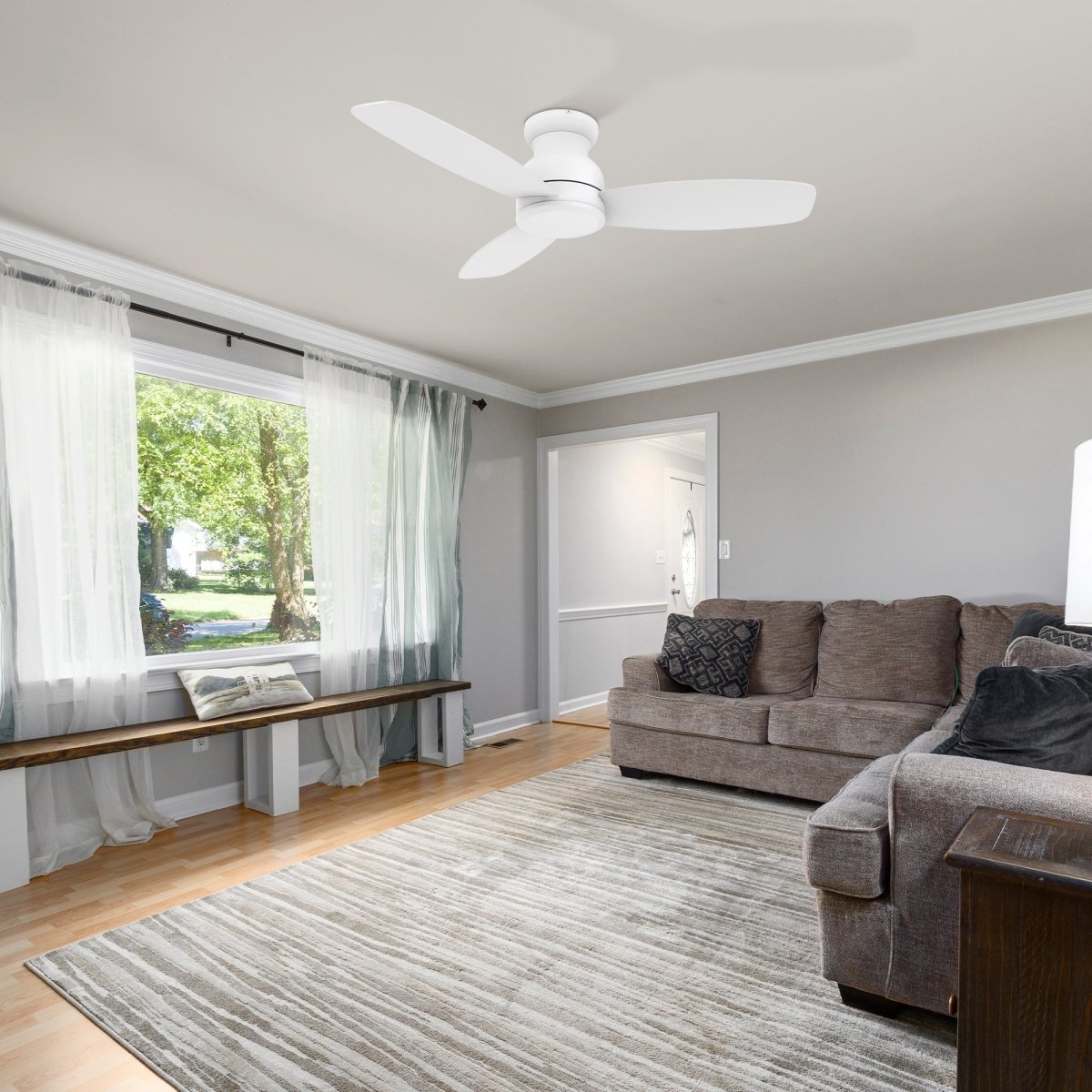 STANLEY 48 inch 3 - Blade Flush Mount No Light Ceiling Fan with Remote - LEDMyPlace