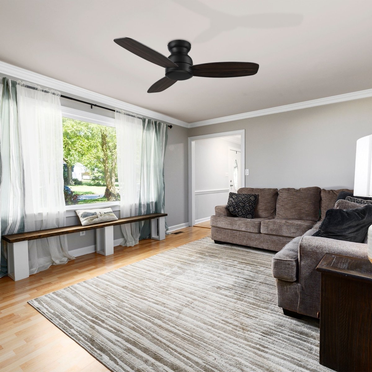 STANLEY 48 inch 3 - Blade Flush Mount No Light Ceiling Fan with Remote - LEDMyPlace