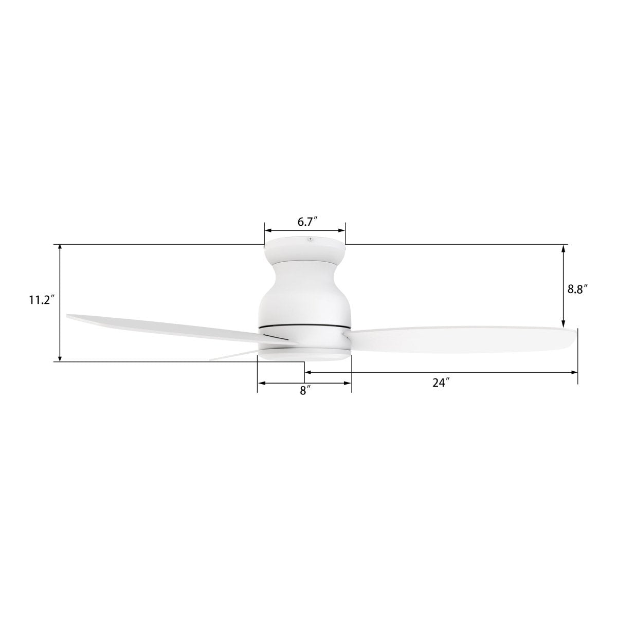 STANLEY 48 inch 3 - Blade Flush Mount No Light Ceiling Fan with Remote - LEDMyPlace