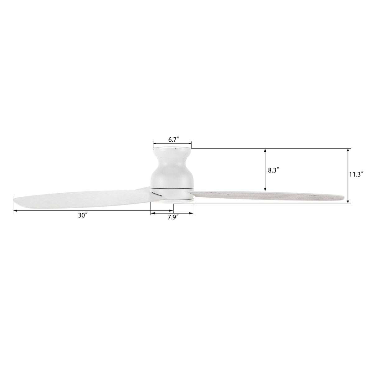 STANLEY 60 inch 3 - Blade Flush Mount No Light Ceiling Fan with Remote - LEDMyPlace