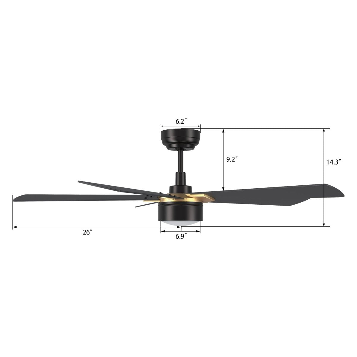 STOCKTON 52 inch 5 - Blade Smart Ceiling Fan with LED Light & Remote - LEDMyPlace