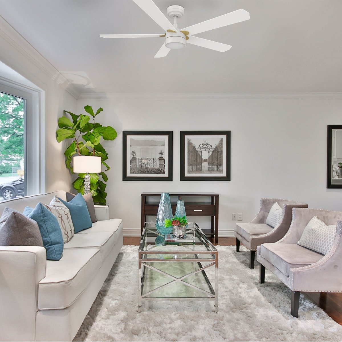 TARRASA 52 inch 5 - Blade Smart Ceiling Fan with LED Light & Remote - LEDMyPlace