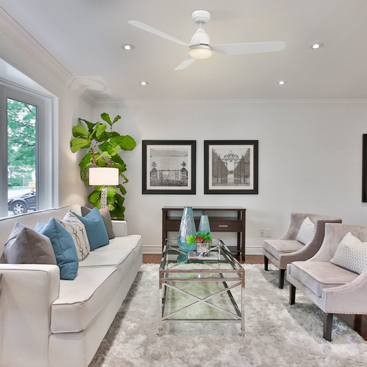 TOULON 52 inch 3 - Blade Smart Ceiling Fan with LED Light & Remote - LEDMyPlace