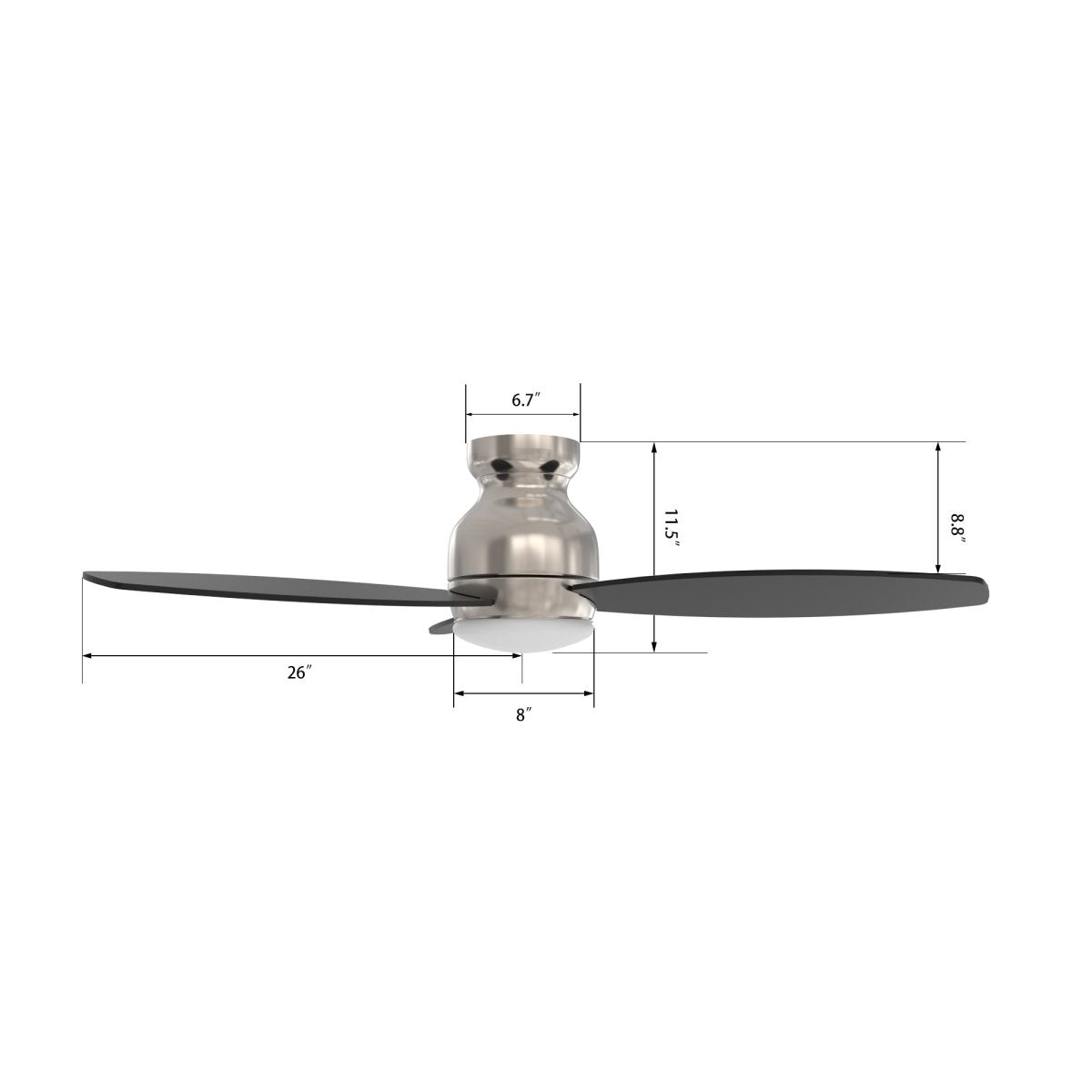 TRENTO 52 inch 3 - Blade Flush Mount Smart Ceiling Fan with LED Light & Remote - LEDMyPlace