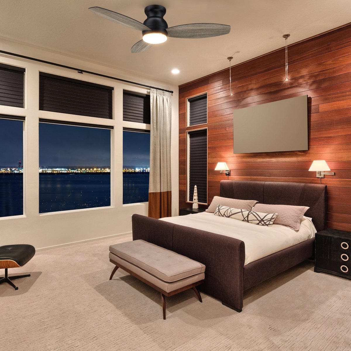 TRENTO 60 inch 3 - Blade Flush Mount Smart Ceiling Fan with LED Light & Remote - LEDMyPlace