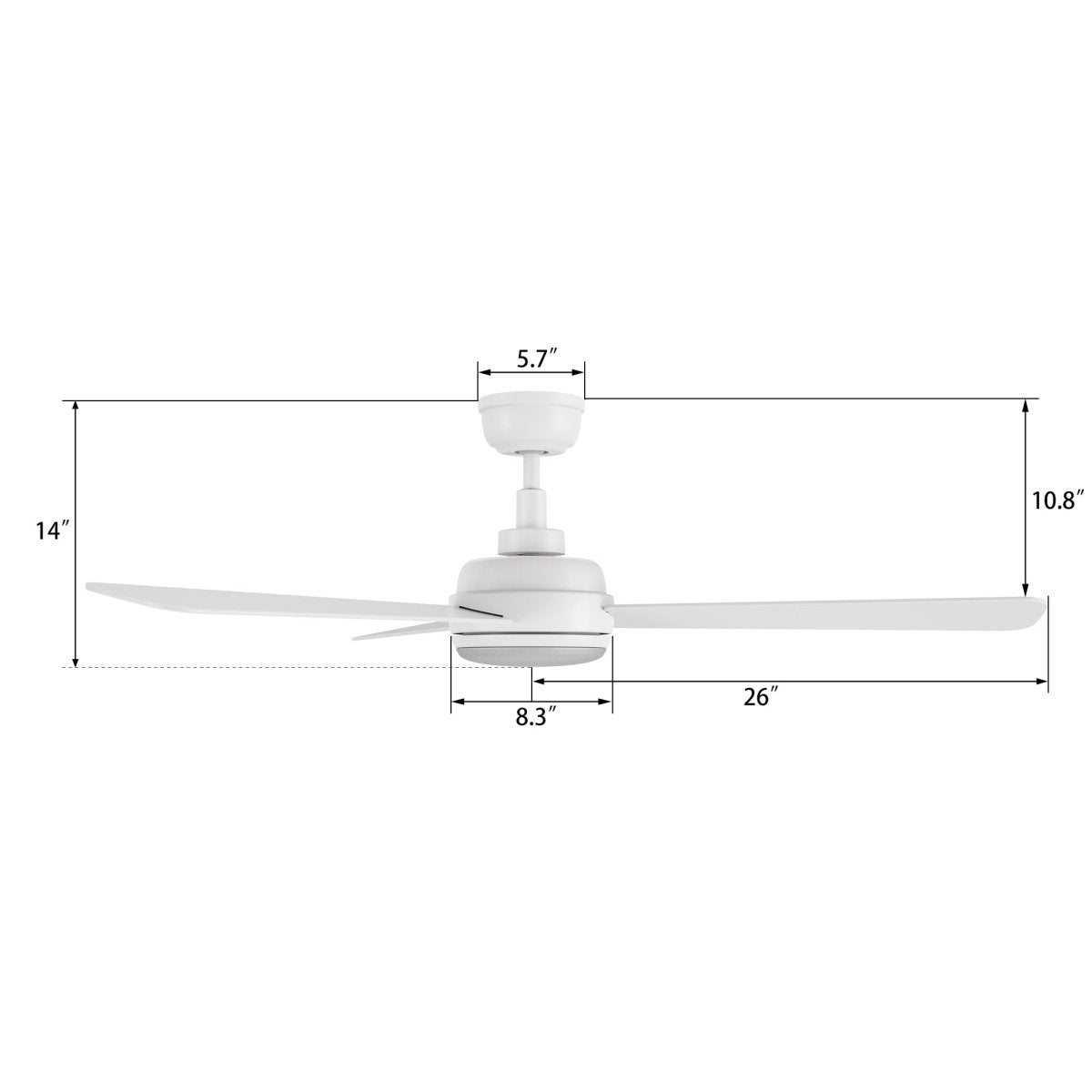 TRYTON 52 inch 3 - Blade Ceiling Fan with LED Light & Remote - LEDMyPlace