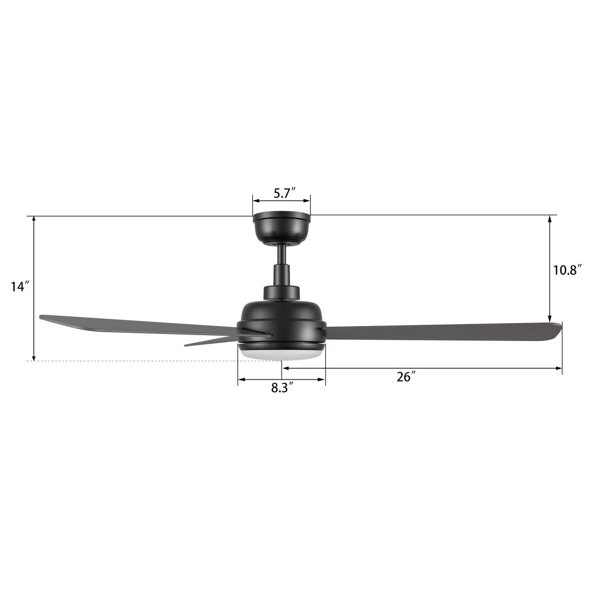 TRYTON 52 inch 3 - Blade Ceiling Fan with LED Light & Remote - LEDMyPlace