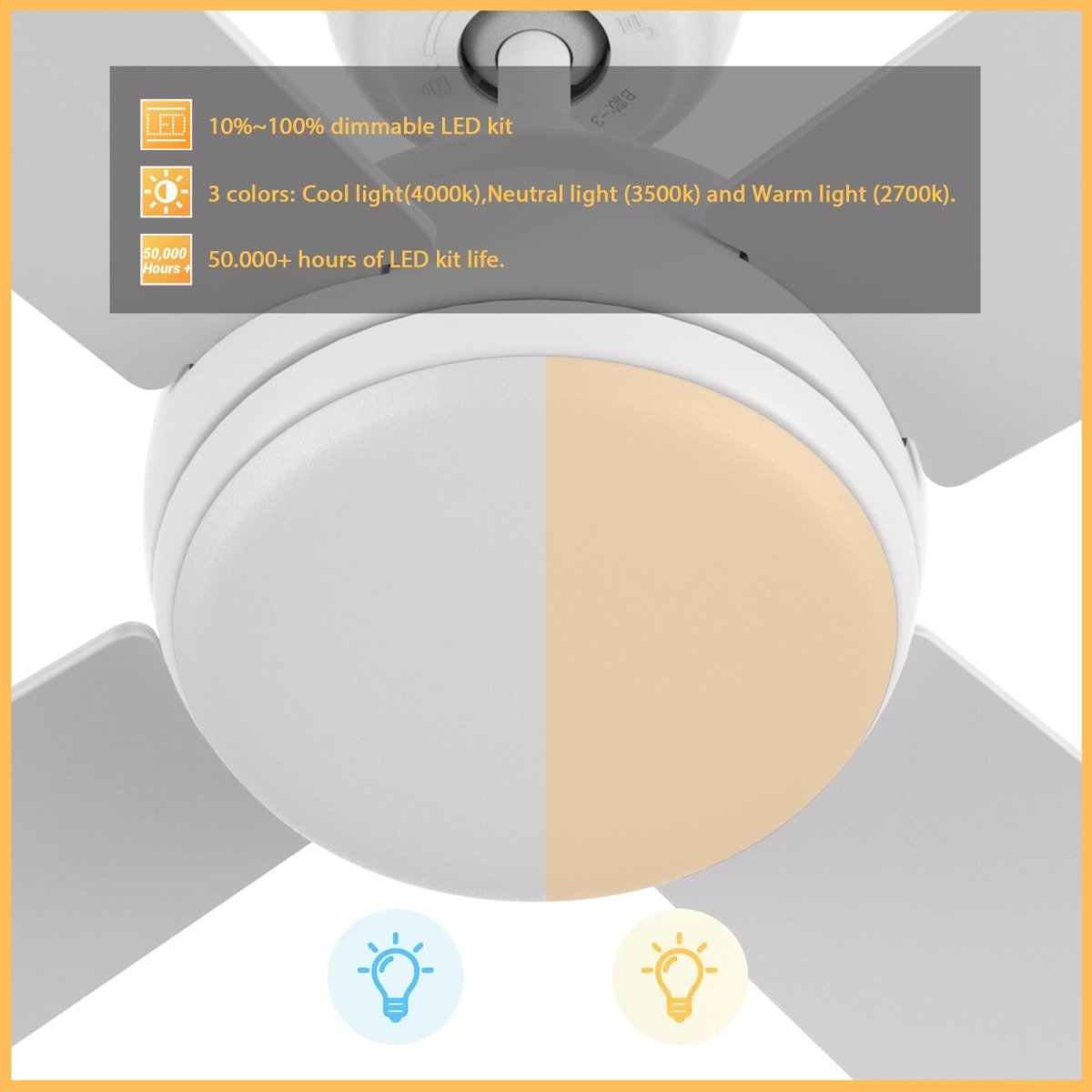 TRYTON 52 inch 4 - Blade Ceiling Fan with LED Light & Remote - LEDMyPlace