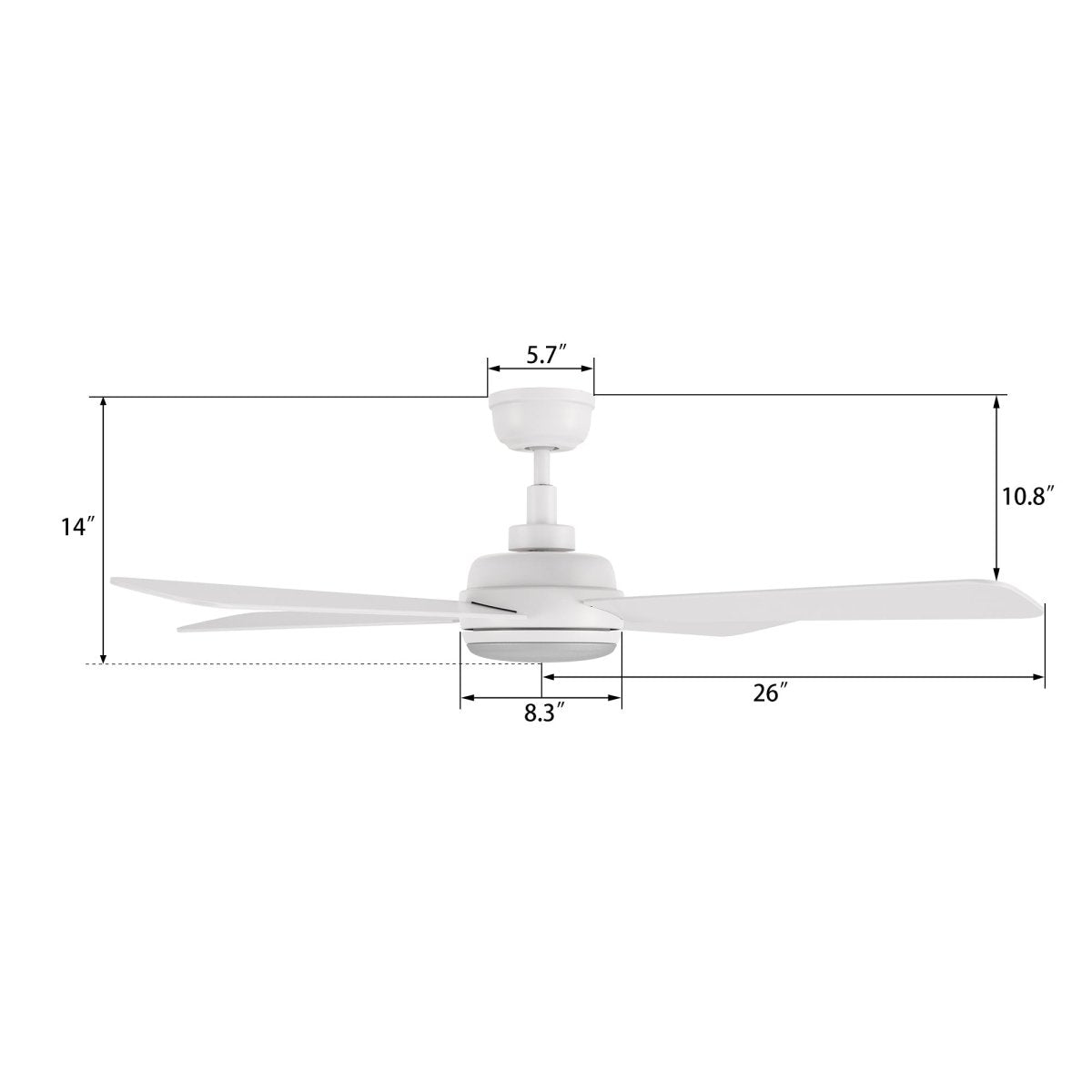TRYTON 52 inch 4 - Blade Ceiling Fan with LED Light & Remote - LEDMyPlace