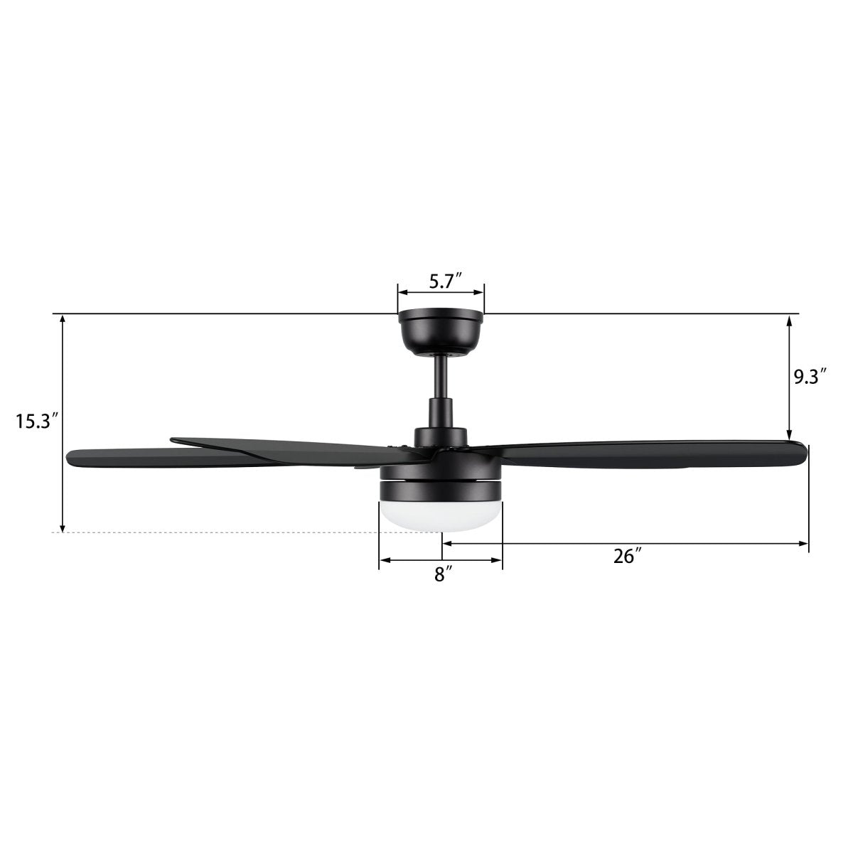 VARA 52 inch 5 - Blade Ceiling Fan with LED Light & Remote - LEDMyPlace