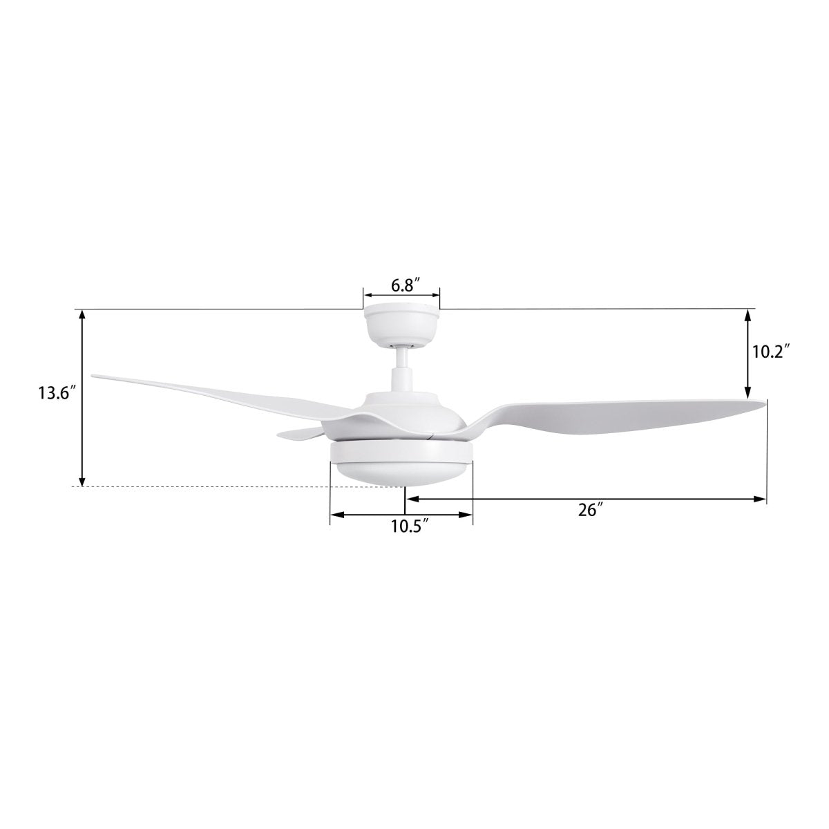Vena 52 inch 3 - Blade Smart Ceiling Fan with LED Light & Remote - LEDMyPlace
