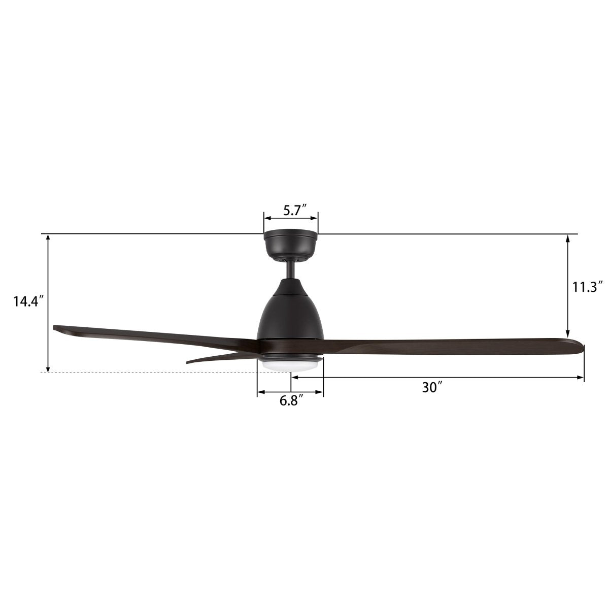 VIENNA 60 inch 3 - Blade Ceiling Fan with LED Light & Remote - LEDMyPlace