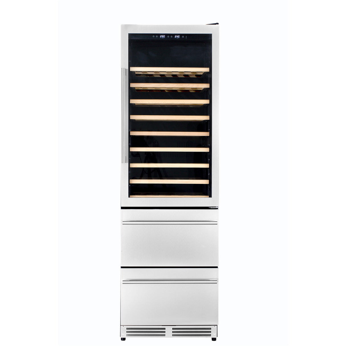 24 in. Dual Zone 108 Wine Bottles and 100 Cans Beverage & Wine Cooler in Stainless Steel