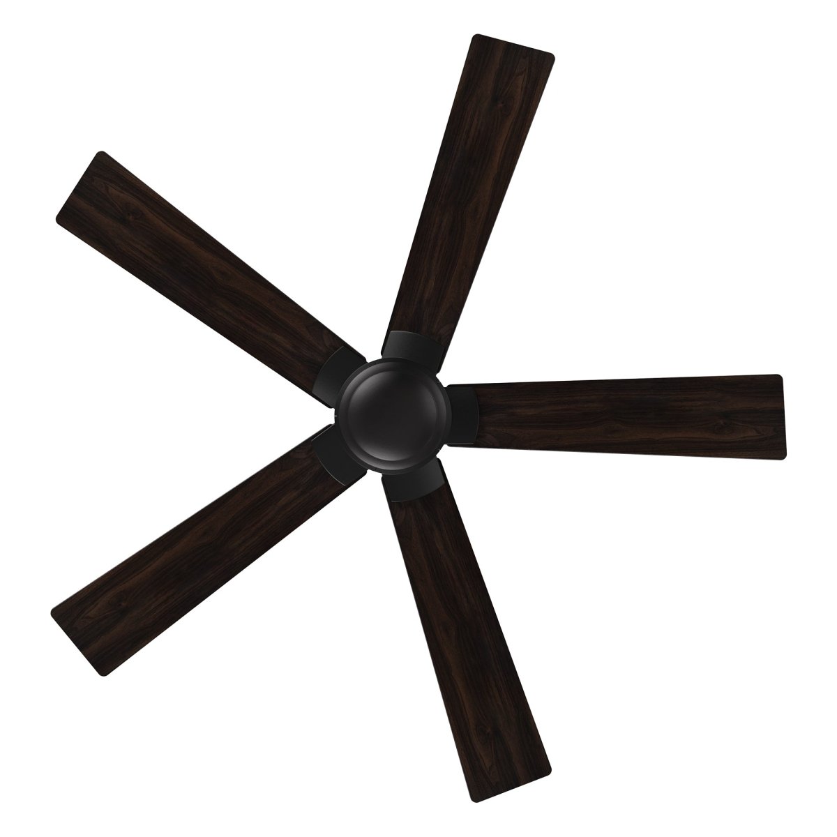 Wynston 52 inch 5 - Blade Flush Mount Ceiling Fan with Remote Control - Black/Walnut & Black Reversible Blades (No Light) - LEDMyPlace