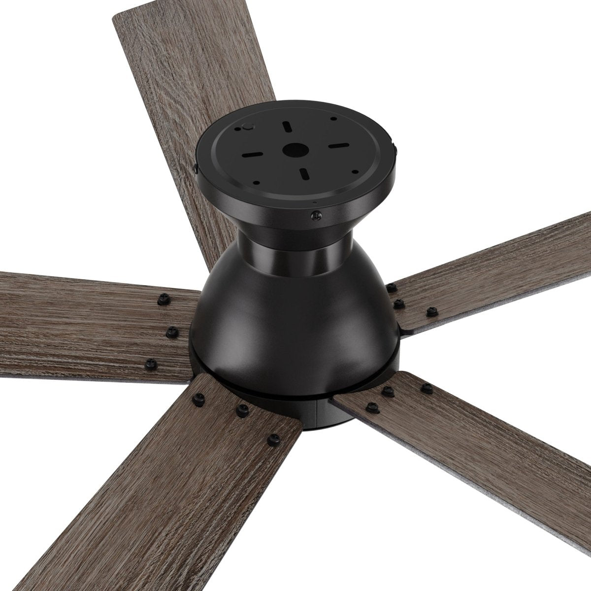 Wynston 52 inch 5 - Blade Flush Mount Ceiling Fan with Remote Control - Black/Walnut & Black Reversible Blades (No Light) - LEDMyPlace