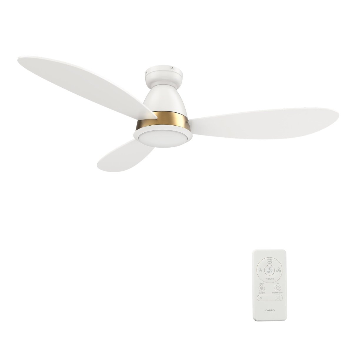 YORK 52 inch 3 - Blade Flush Mount Smart Ceiling Fan with LED Light & Remote - LEDMyPlace