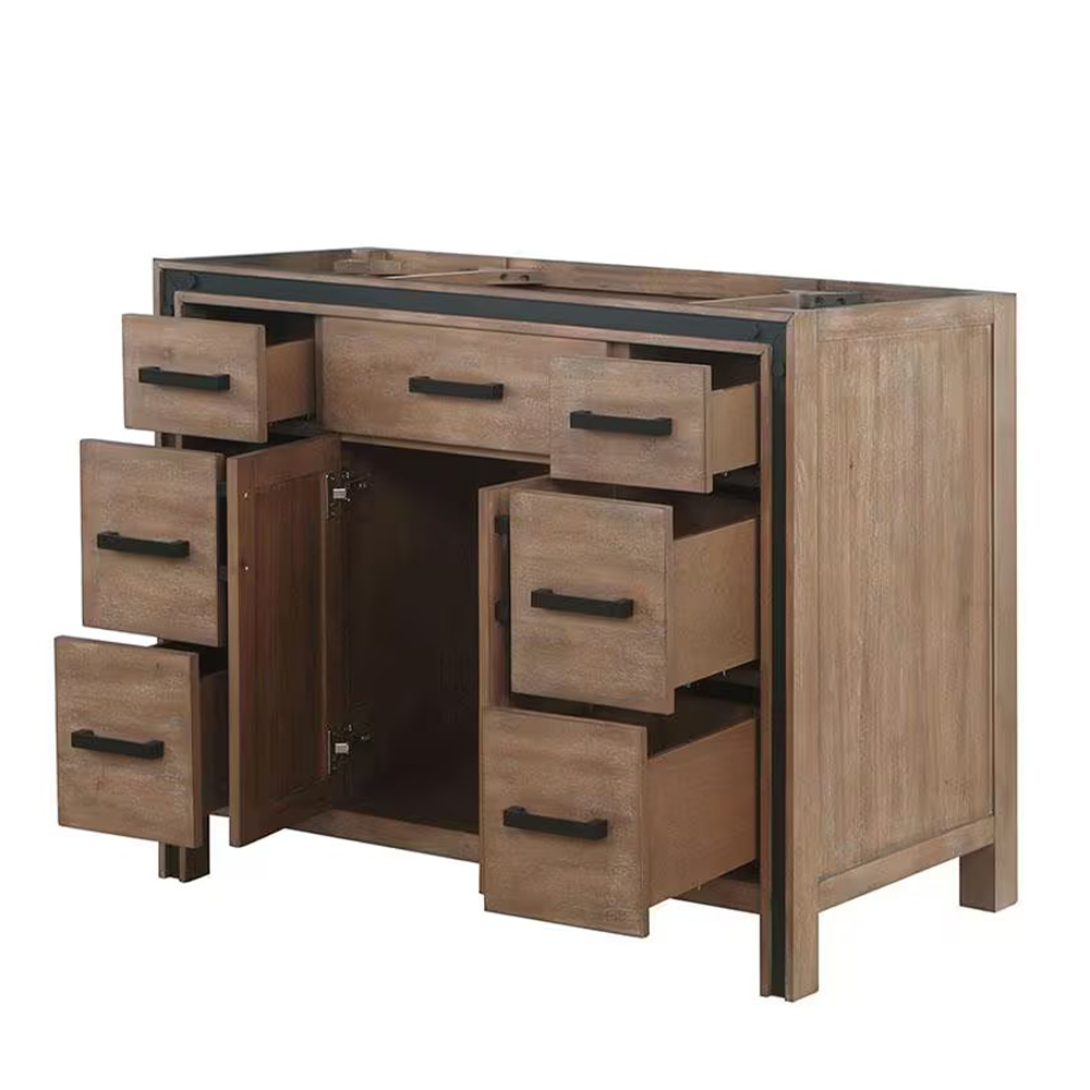 Ziva 48" Rustic Barnwood Freestanding Bathroom Vanity Cabinet Without Top