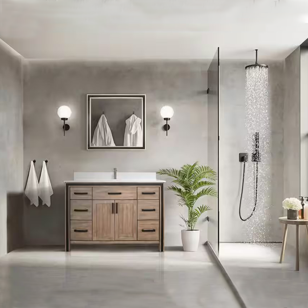 Ziva 48" Rustic Barnwood Freestanding Bathroom Vanity Cabinet Without Top